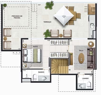 Planta 06 - 3 dorm 128,72m - cobertura duplex - superior