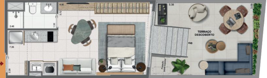 Planta 12 -  1 dorm 51 16m - studio