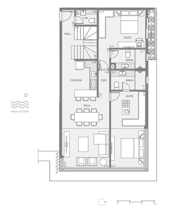 Planta 05 - 3 dorm 265,90m - cobertura duplex - inferior