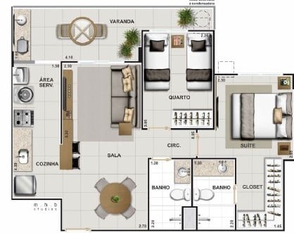 Planta 06 - 2 dorm 58 48m