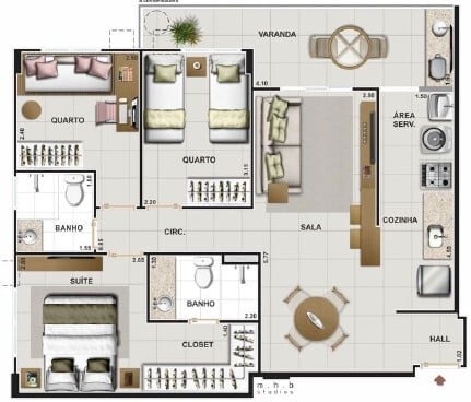 Planta 05 - 3 dorm 70 03m