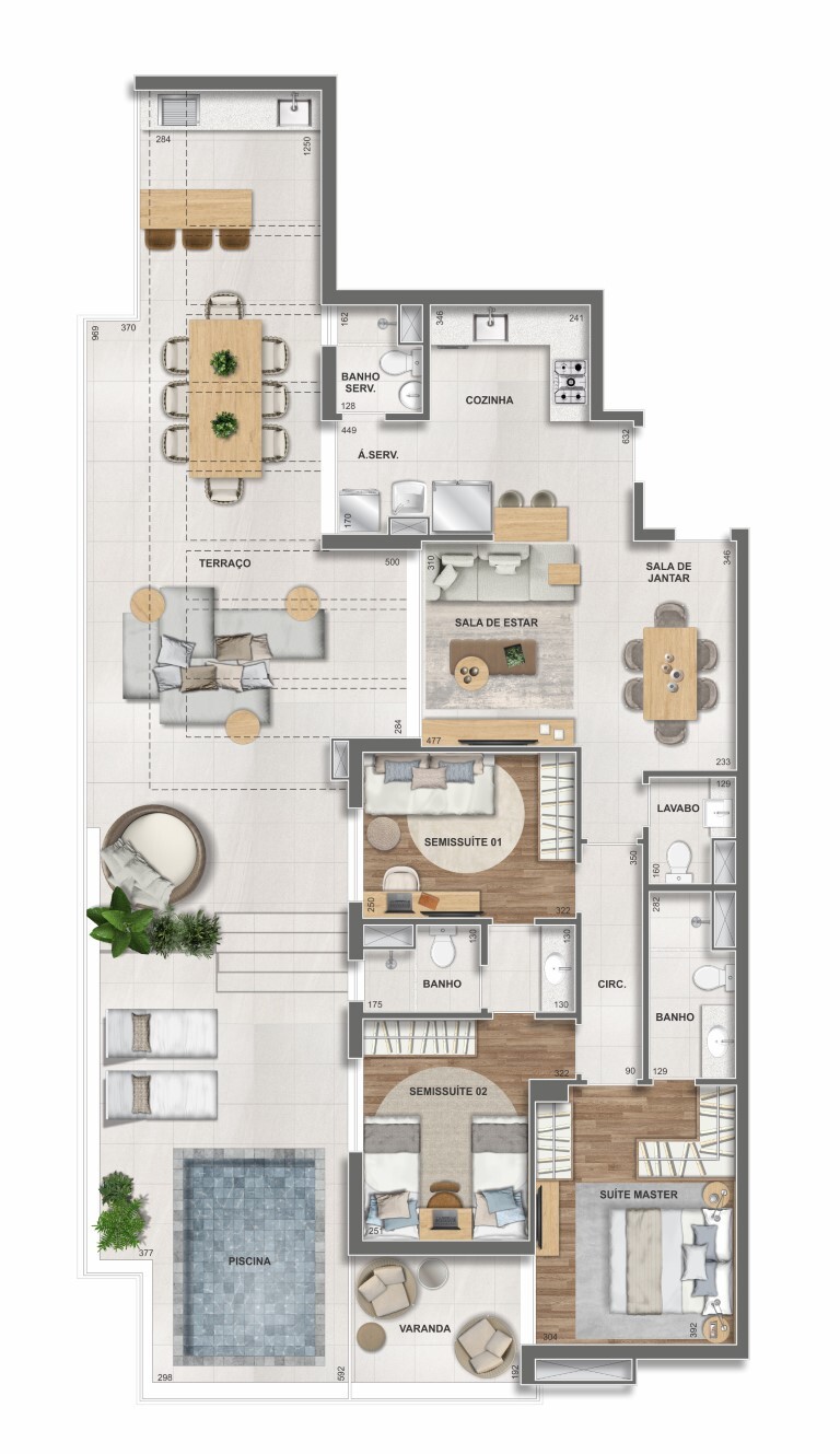 Planta 17 - 3 dorm 170,86m - cobertura horizontal