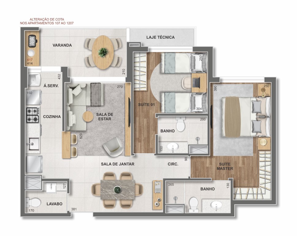 Planta 07 - 2 dorm 74m