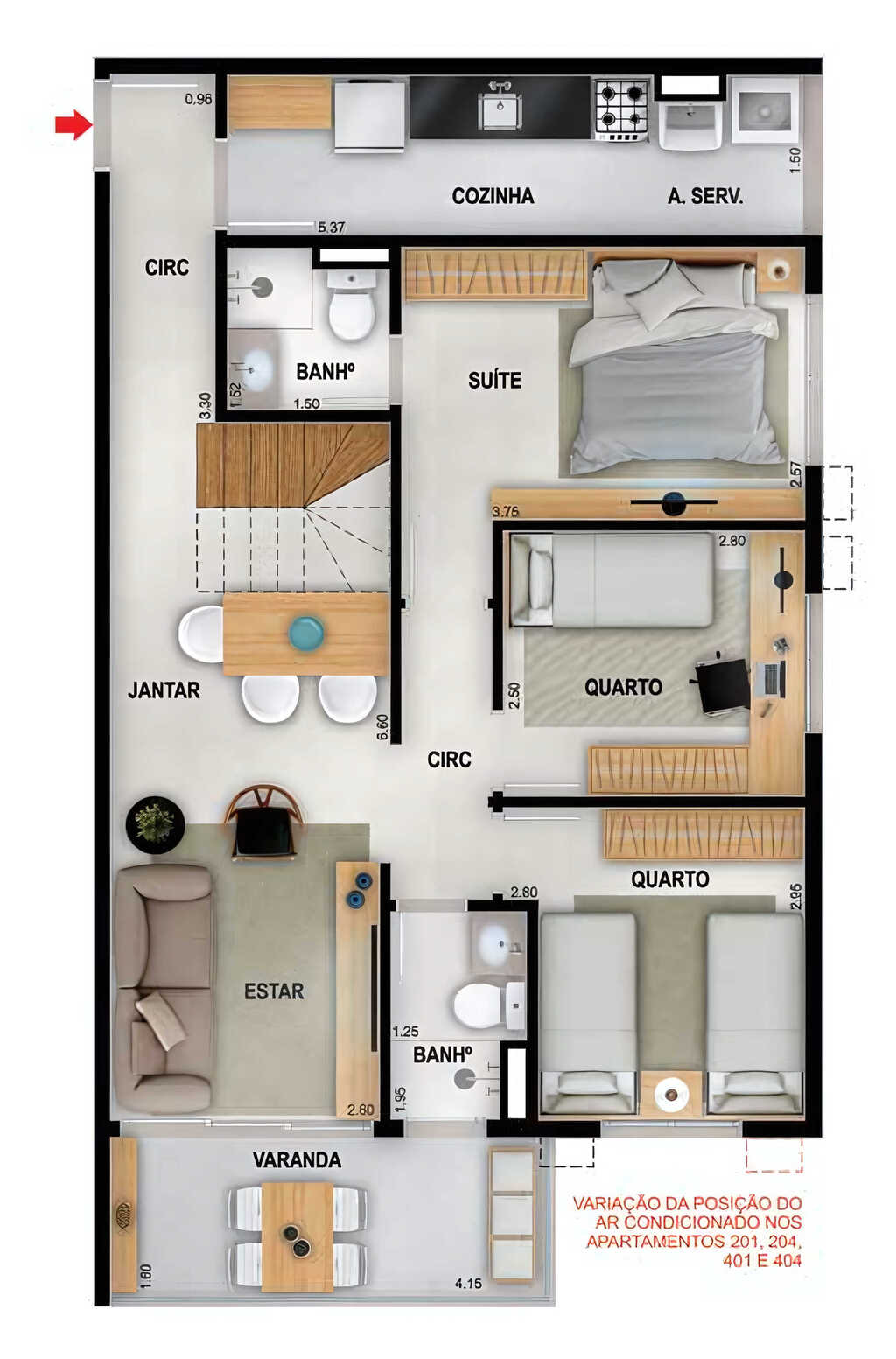 Planta 16 - 3 dorm 150,52m - cobertura duplex - inferior