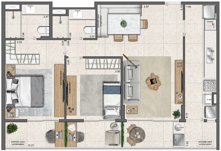 Planta 07 - 2 dorm 84 65m