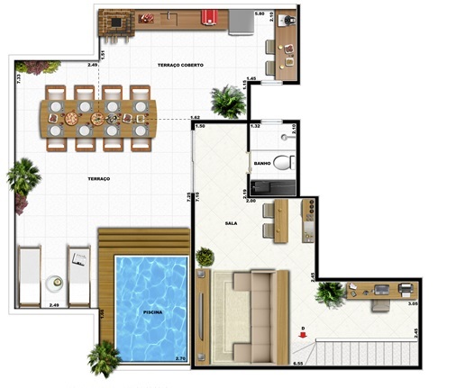 Planta 14 - 2 dorm 187 56m - cobertura duplex - superior