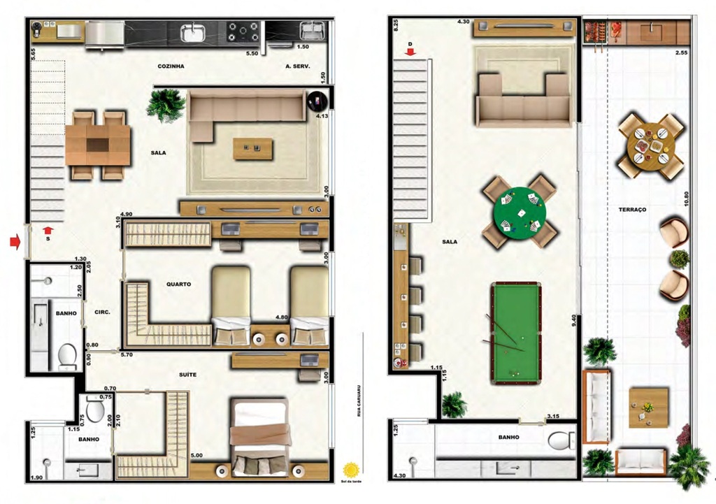 Planta 20 - 2 dorm 153 97m - cobertura duplex