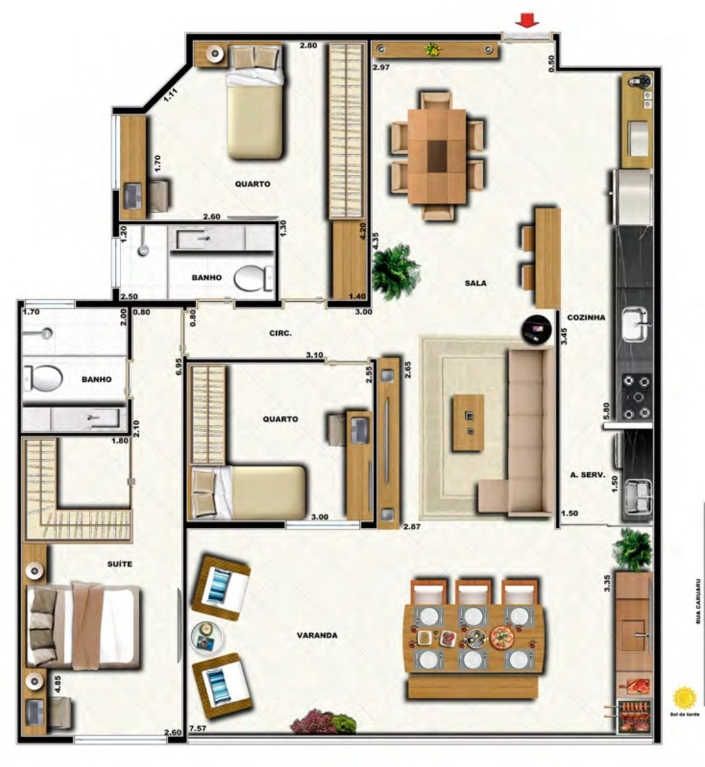 Planta 12 - 3 dorm 111 34m