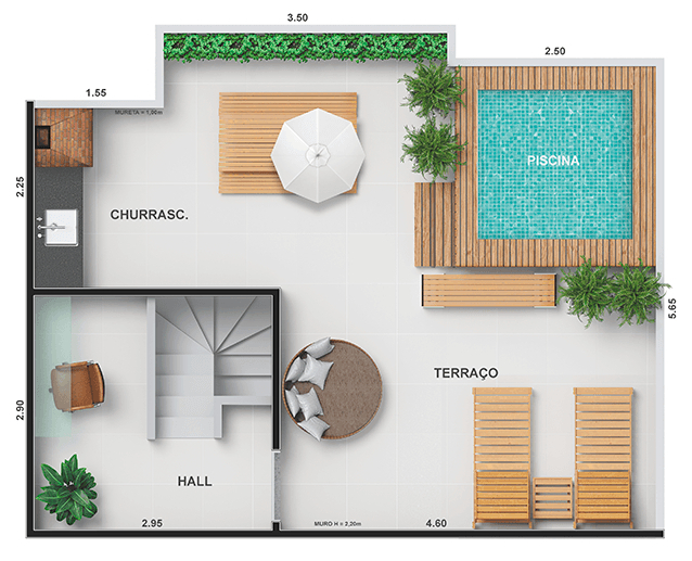 Planta 12 - 2 dorm 86,73m - cobertura duplex - superior