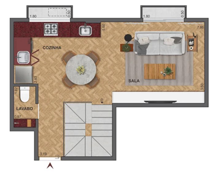 Planta 10 - 2 dorm 78,81m - cobertura duplex - superior