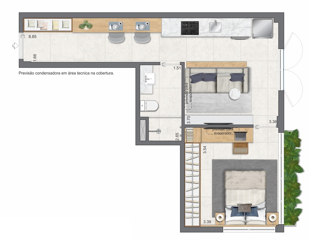 Planta 04 - 1 dorm 37,59m