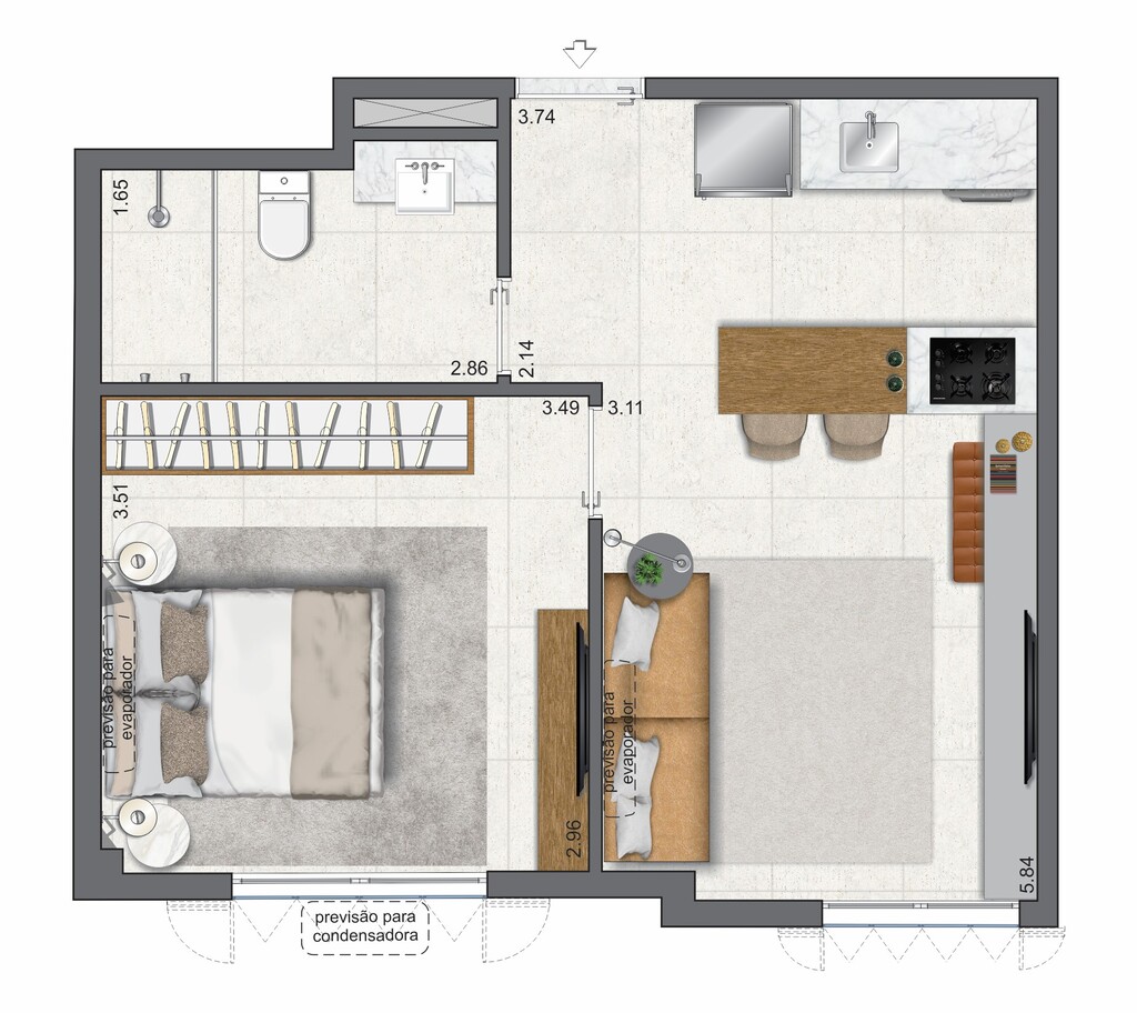 Planta 03 - 1 dorm 37,12m