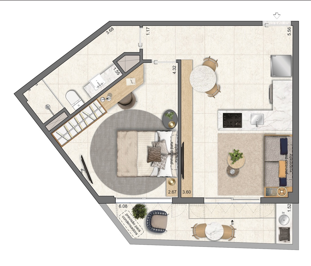 Planta 12 - 1 dorm 48,95m - garden