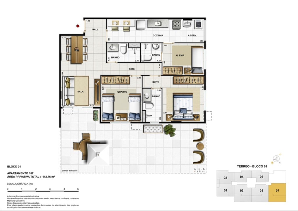 Planta 13 - 2 dorm 112 76m - garden