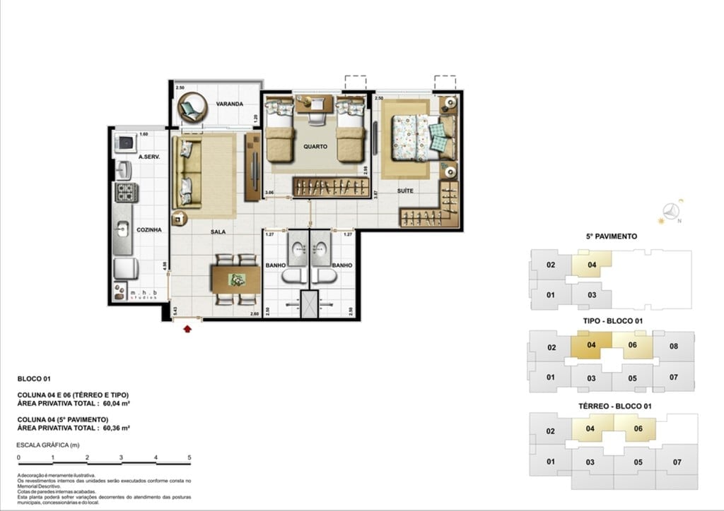 Planta 04 - 2 dorm 60 04m