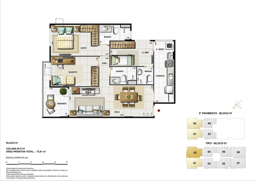 Planta 06 - 2 dorm 75 81m