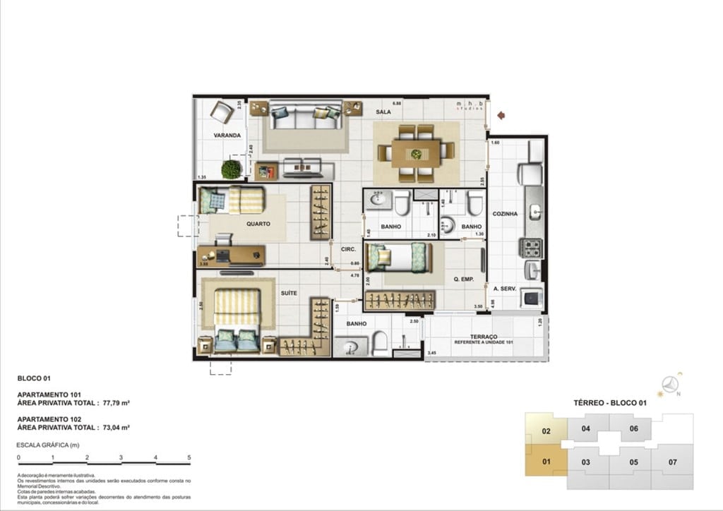 Planta 07 - 2 dorm 77 79m