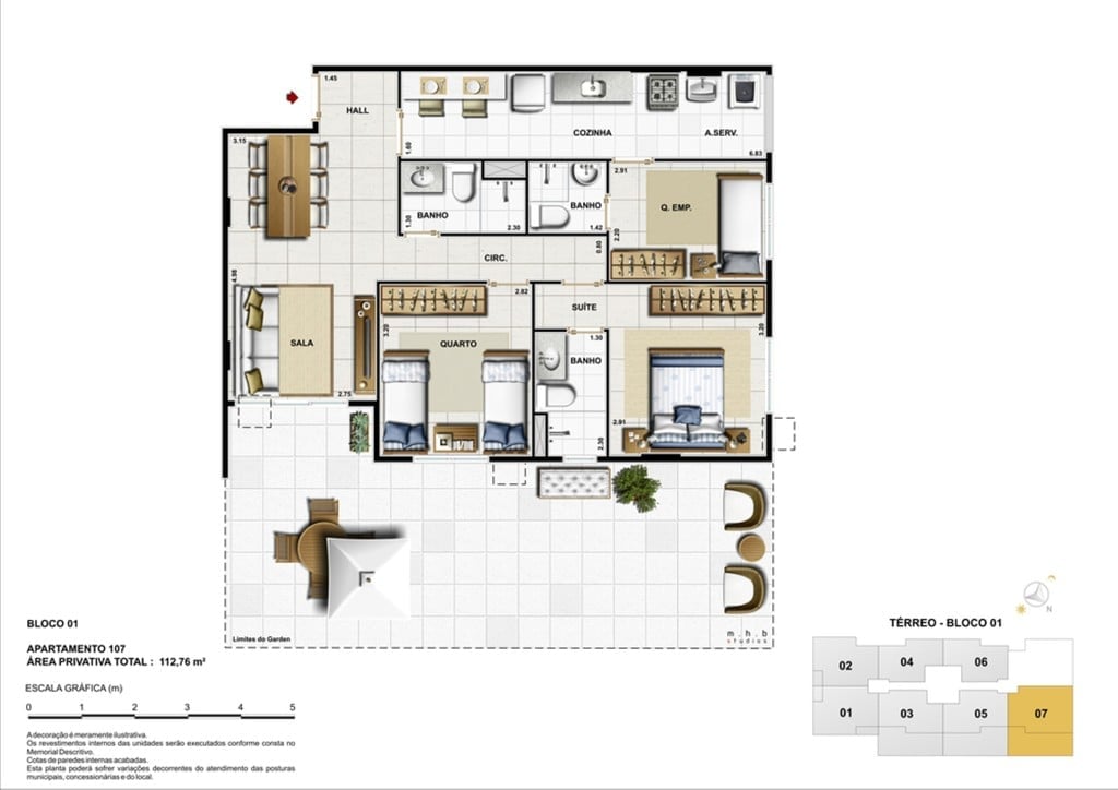 Planta 13 - 2 dorm 112 76m - garden