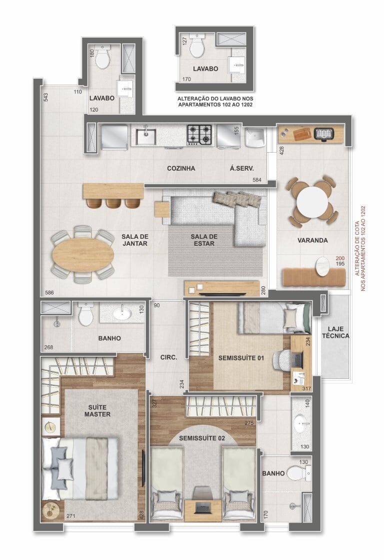 Planta 08 - 3 dorm 88m