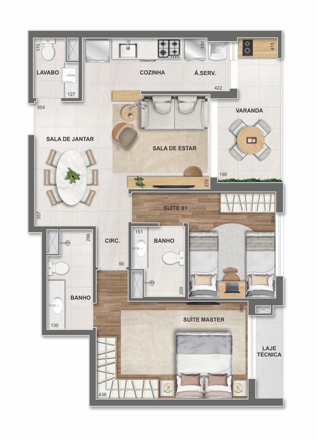 Planta 06 - 2 dorm 74,71m