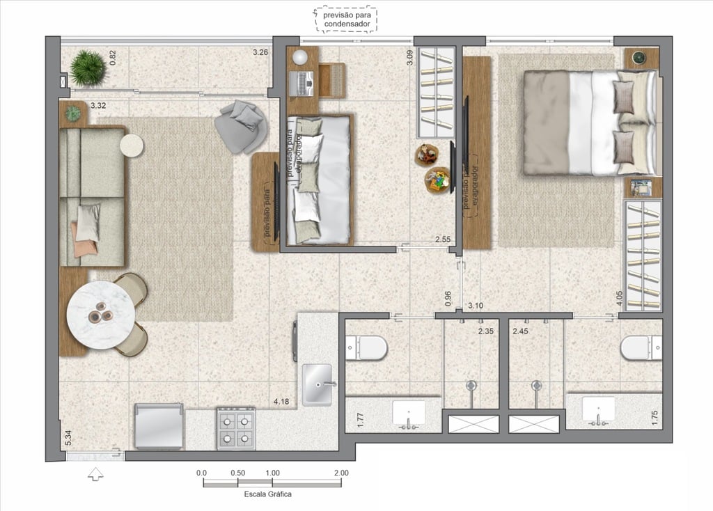 Planta 08 - 2 dorm 54,57m