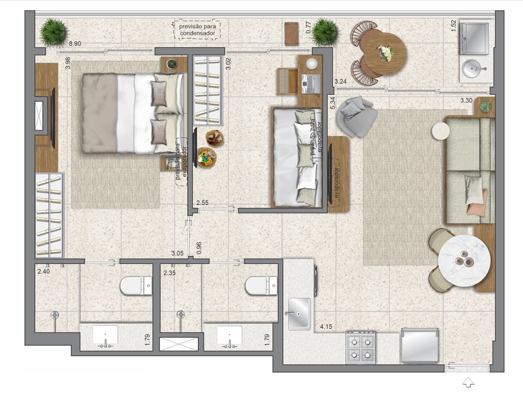 Planta 09 - 2 dorm 61,61m