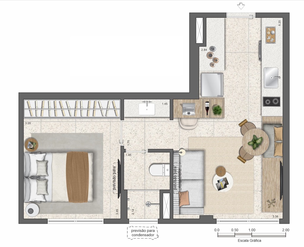 Planta 05 - 1 dorm 37,40m