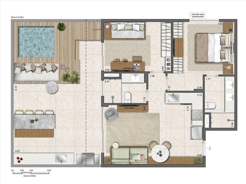 Planta 14 - 2 dorm 100,11m - garden