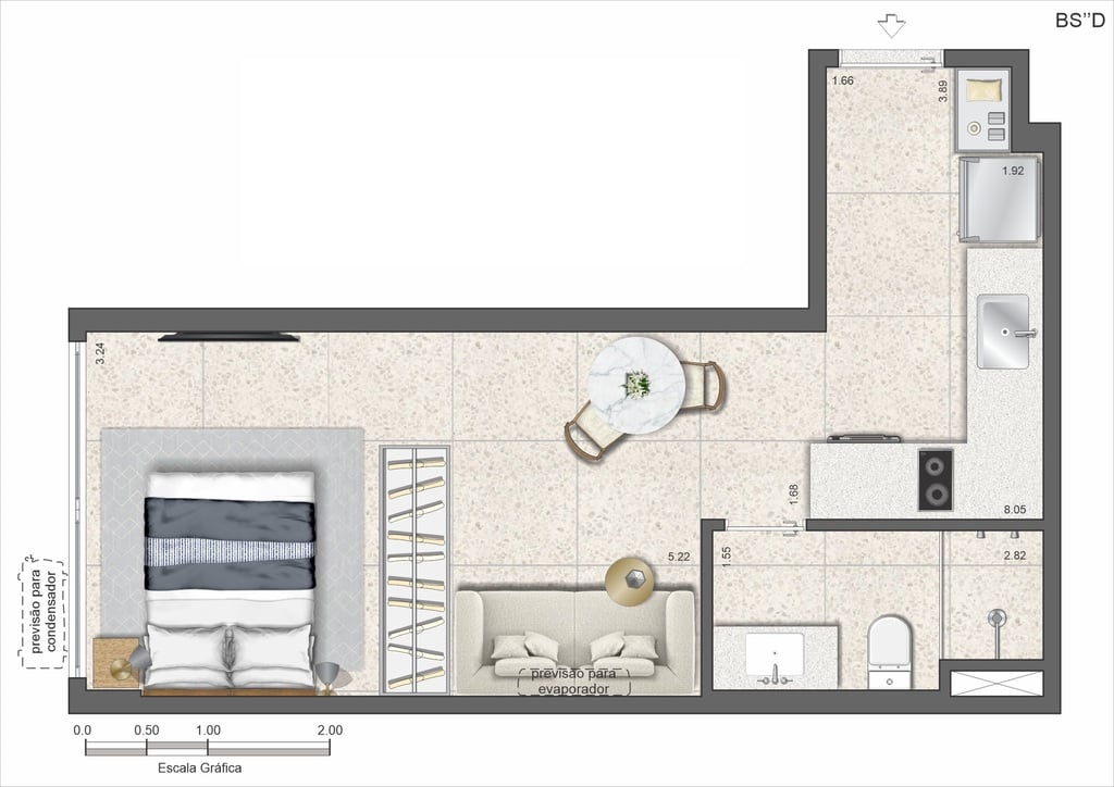 Planta 04 - 1 dorm 28,92m - studio