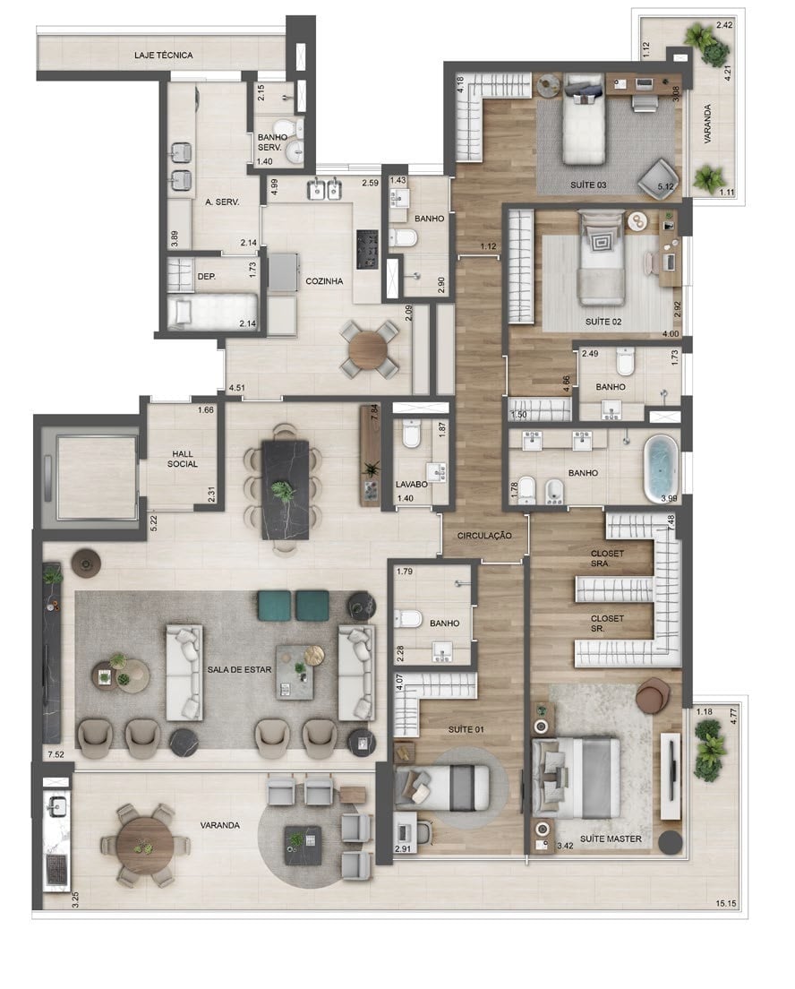 Planta 03 - 4 dorm 231,62m