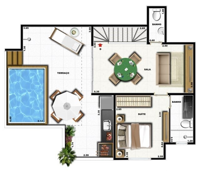 Planta 16 - 3 dorm 131,76m - cobertura duplex - inferior