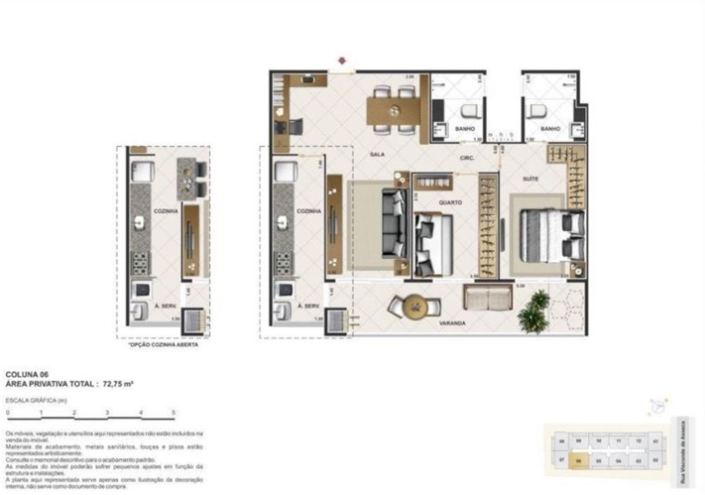 Planta 07 - 2 dorm 72 75m