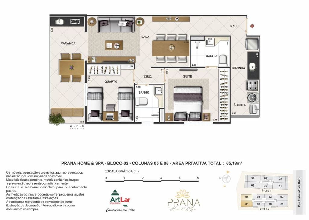 Planta 06 - 2 dorm 65m