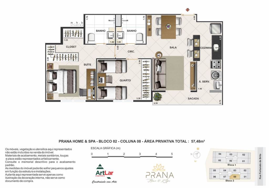 Planta 07 - 2 dorm 57m