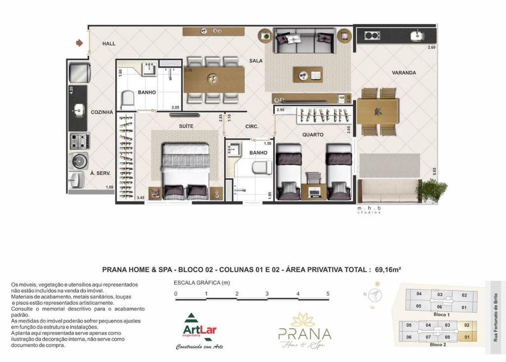 Planta 04 - 2 dorm 69m