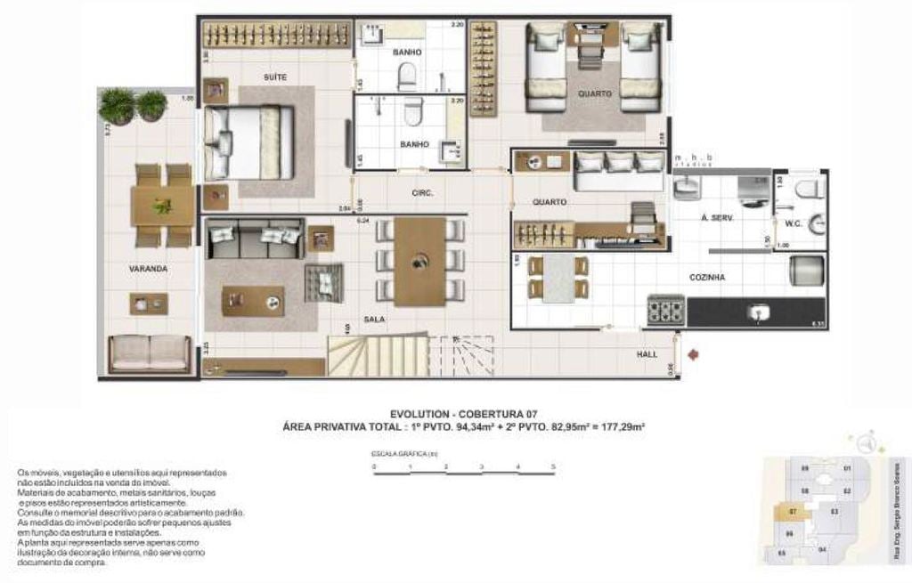 Planta 17 - 3 dorm 177m - cobertura duplex