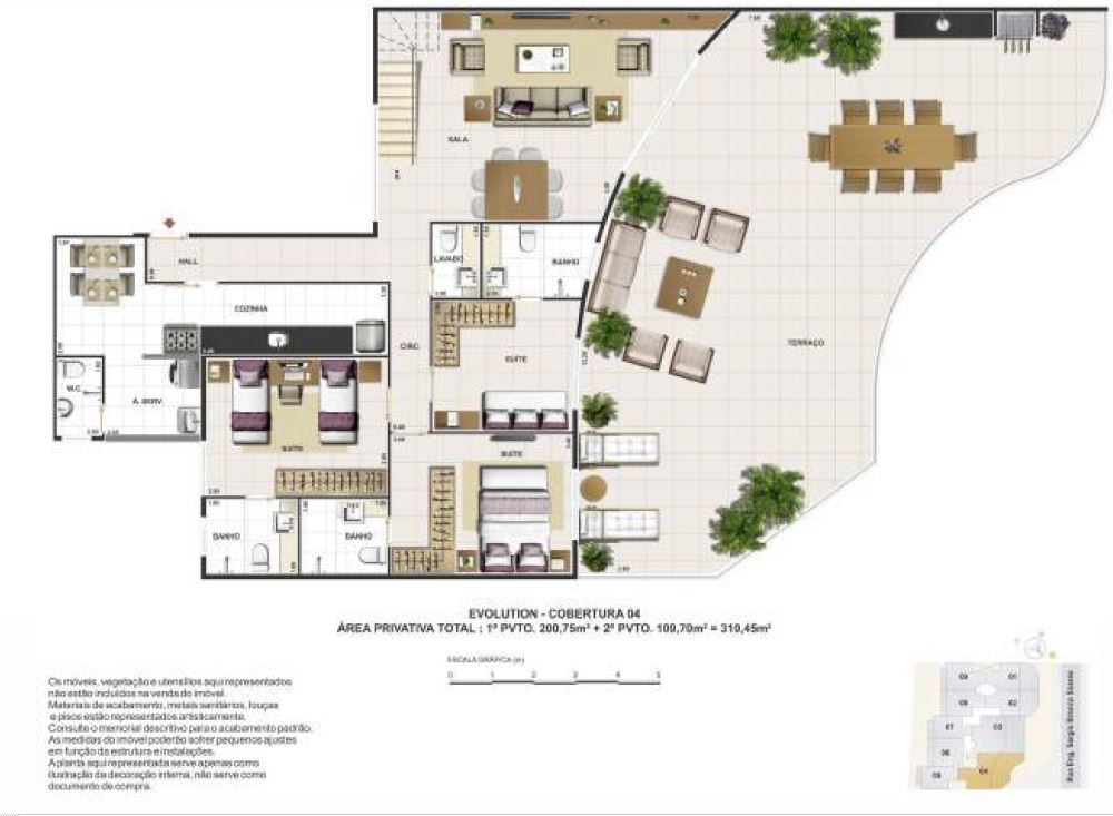 Planta 14 - 3 dorm 310m - cobertura duplex