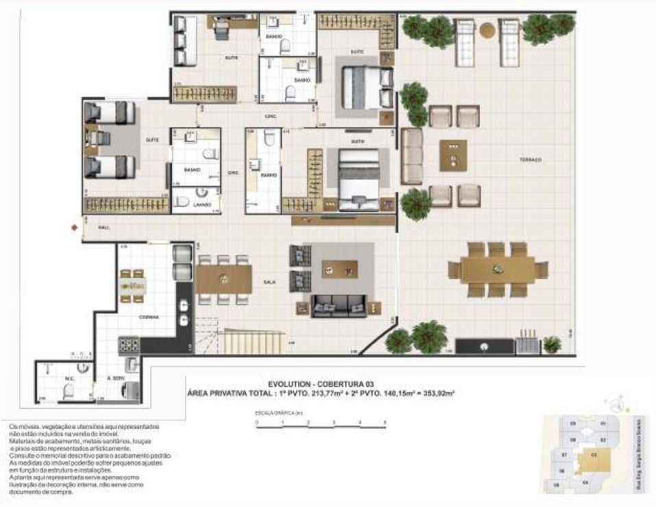 Planta 13 - 4 dorm 353m - cobertura duplex