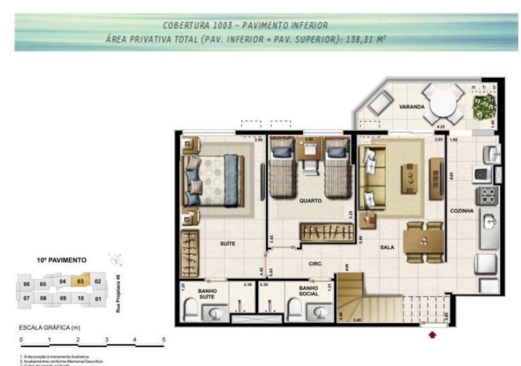 Planta 11 - 2 dorm 138 31m - cobertura