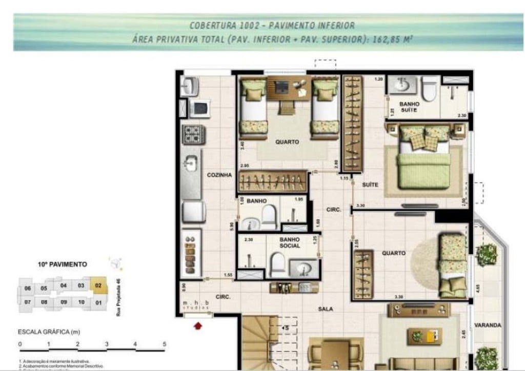 Planta 21 - 2 dorm 162 85m - cobertura