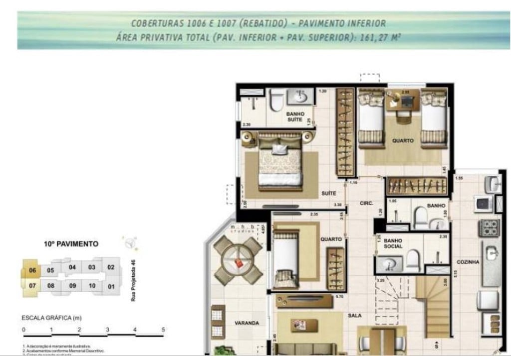 Planta 19 - 3 dorm 161 27m - cobertura