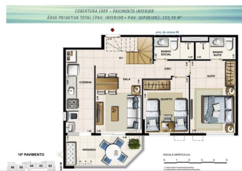 Planta 09 - 2 dorm 132 95m - cobertura