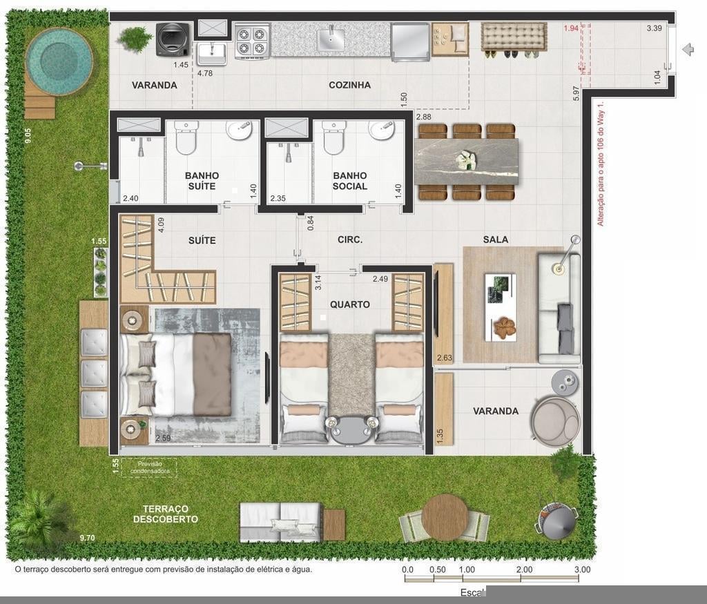 Planta 06 - 2 dorm 93,77m - garden