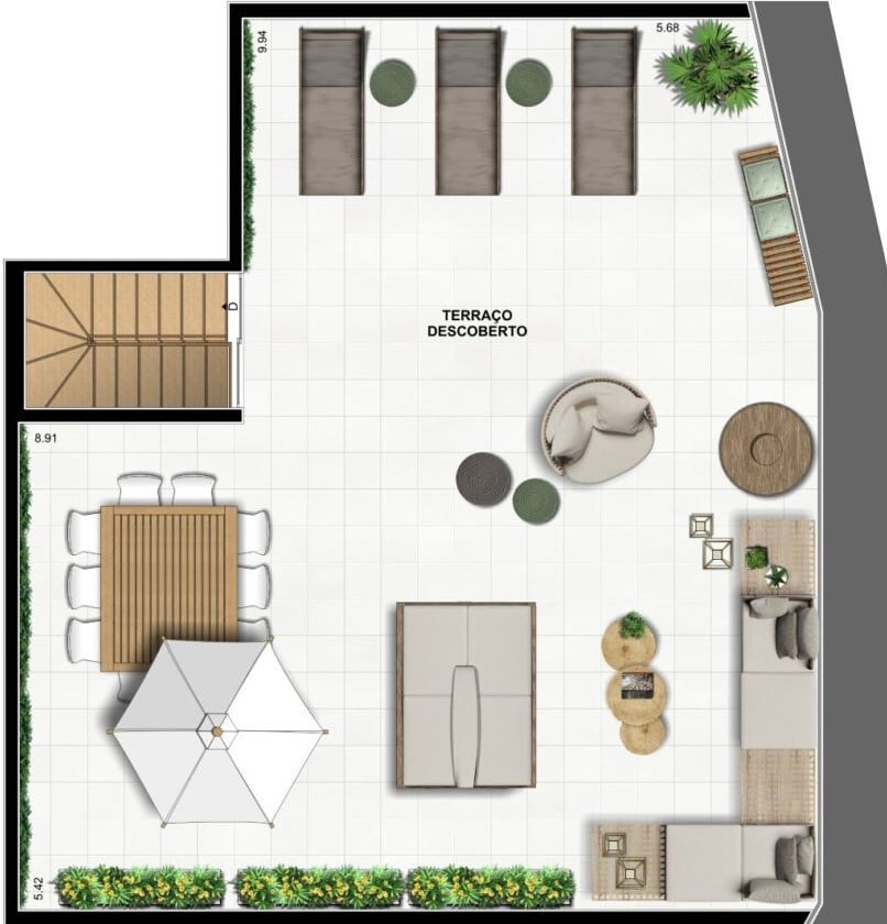 Planta 12 - 2 dorm 173 36m - cobertura duplex - superior