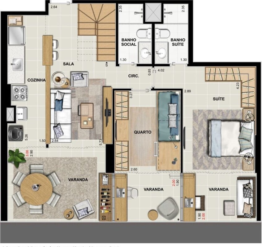 Planta 17 - 2 dorm 146 81m - cobertura duplex - inferior