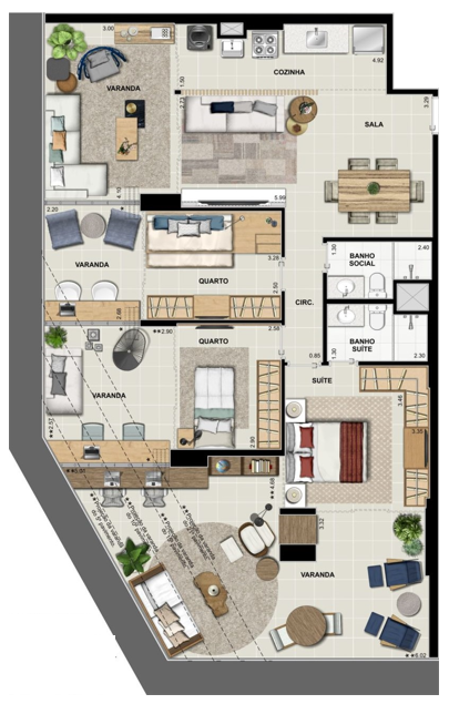 Planta 08 - 3 dorm 127 03m