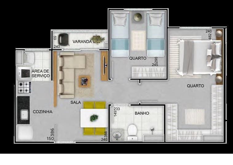 Planta 03 - 2 dorm 46 65m