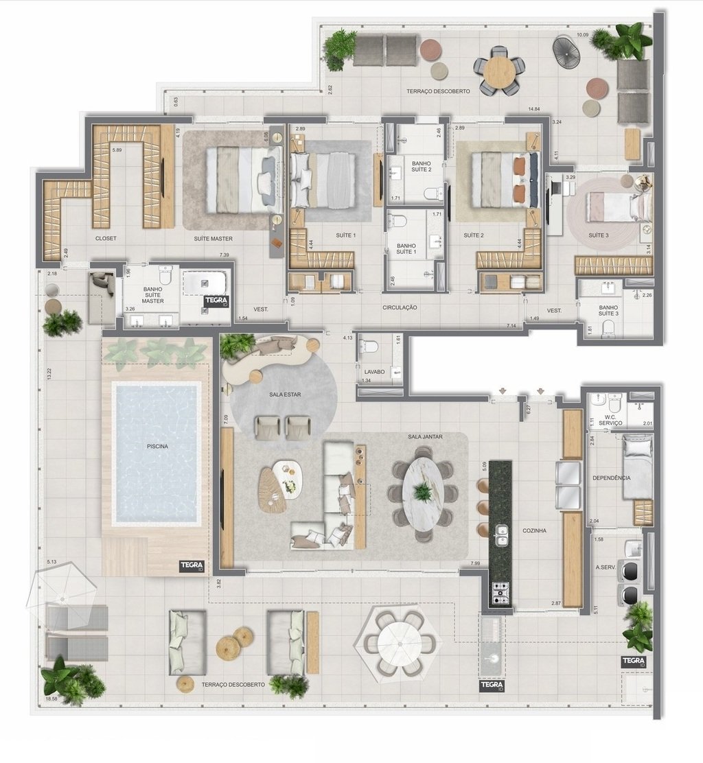 Planta 45 - 4 dorm 365,16m - cobertura horizontal - opo