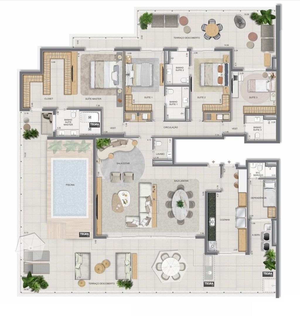 Planta 44 - 4 dorm 365,16m - cobertura horizontal