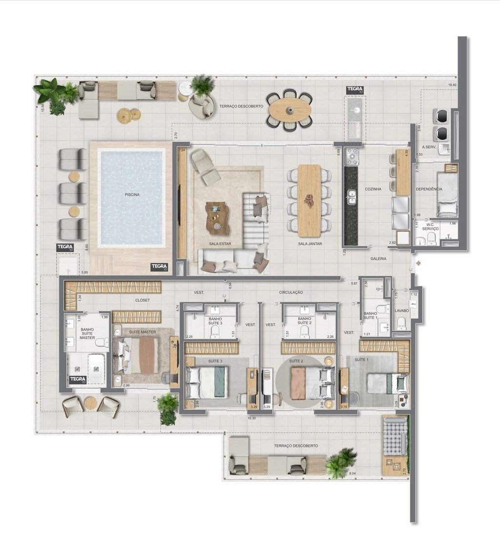 Planta 35 - 4 dorm 301,30m - cobertura horizontal